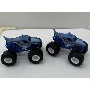 Monster Jam Megalodon 1:64 Diecast Shark Truck Lot Of 2 Blue